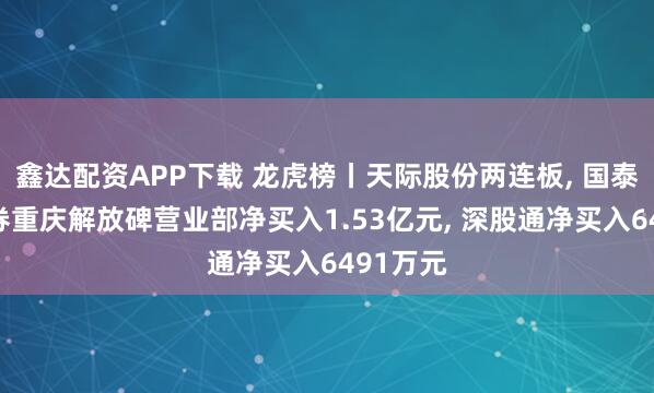 鑫达配资APP下载 龙虎榜丨天际股份两连板, 国泰海通证券重庆解放碑营业部净买入1.53亿元, 深股通净买入6491万元